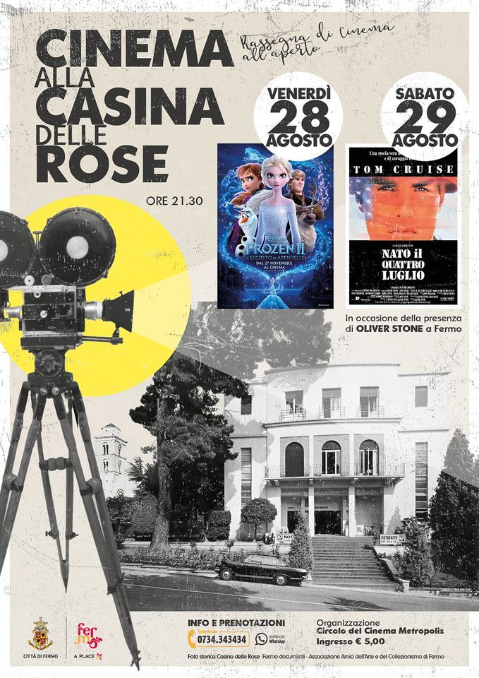 Cinema sotto le stelle alla Casina delle Rose – Appuntamento il 28 e 29 agosto alle ore 21.30