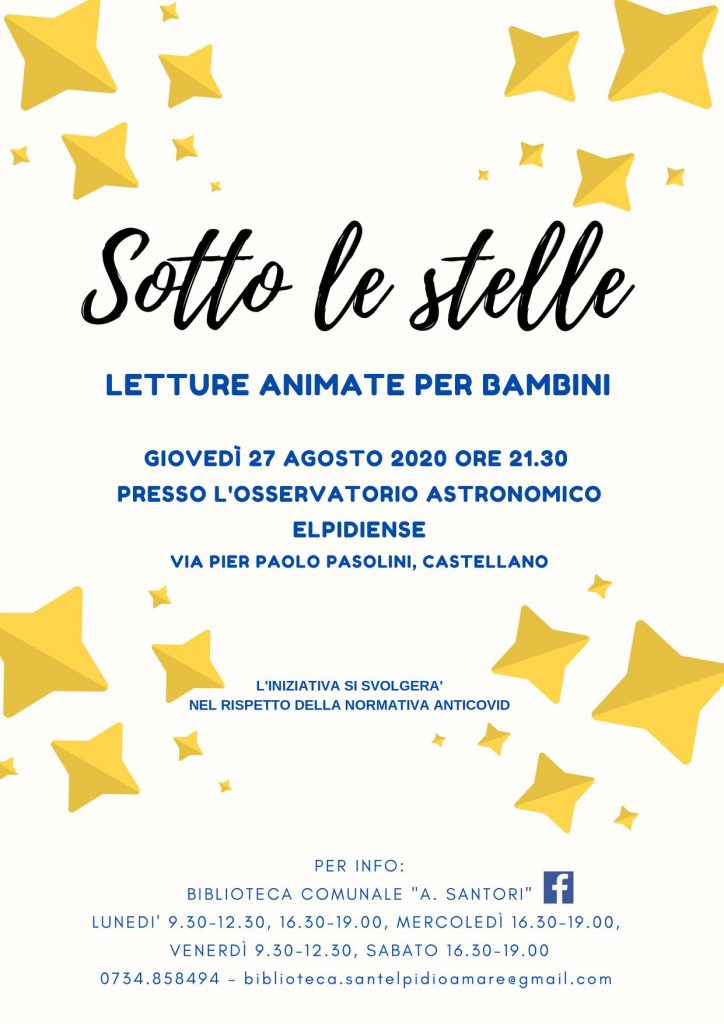 Sant’Elpidio a Mare – Città che legge, letture per bambini all’osservatorio astronomico